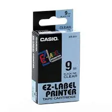 CASIO originální páska do tiskárny štítků CASIO XR-9X1 / černý tisk / průhledný podklad / nelaminovaná / 8m / 9mm