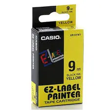 CASIO originální páska do tiskárny štítků CASIO XR-9YW1 / černý tisk / žlutý podklad / nelaminovaná / 8m / 9mm