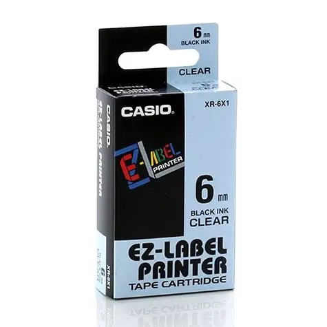 CASIO Páska do tiskárny štítků CASIO XR-6X1 / černý tisk / průhledný podklad / 6mm