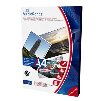 MediaRange A4 oboustranně matný fotopapír 50 listů 200g / inkoust
