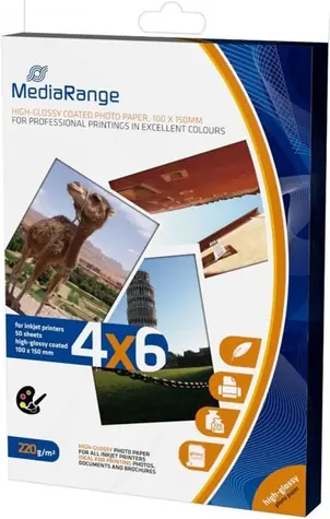 MediaRange 10x15 lesklý fotopapír 50 listů 220g / inkoust