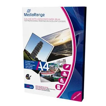 MediaRange A4 oboustranně matný fotopapír 50 listů 250g / inkoust