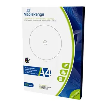 MediaRange CD & DVD & Blu-ray etikety 15mm - 118mm 50 listů(100 etiket)