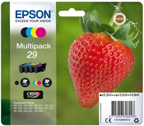 EPSON T2986 originální cartridge 29 CMYK / XP-235 XP-332 / 3x3.2 + 5.3ml / Multipack