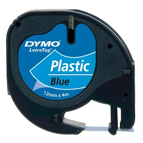 Dymo originální páska do tiskárny štítků 12mm x 4m (modrý podklad) / černý tisk / LetraTag plastová páska