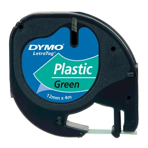 Dymo originální páska do tiskárny štítků 12mm x 4m (zelený podklad) / černý tisk / LetraTag plastová páska