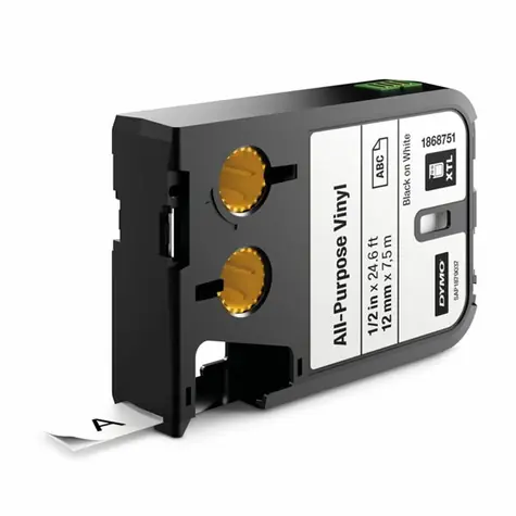 Dymo originální páska do tiskárny štítků 12mm x 7m / černý tisk / bílý podklad / XTL vinylová univerzální