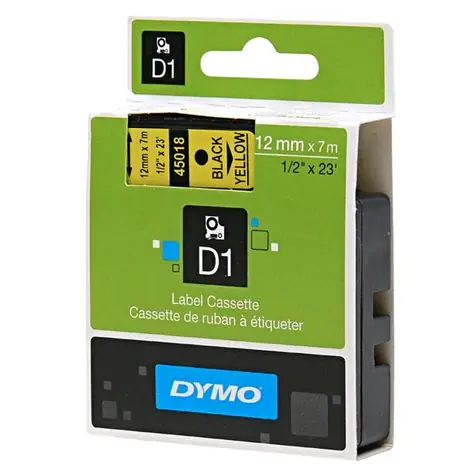 Dymo originální páska do tiskárny štítků 12mm x 7m (žlutý podklad ) / černý tisk / D1