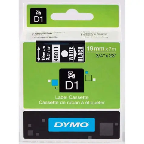 Dymo originální páska do tiskárny štítků 19mm x 7m (černý podklad) / bílý tisk / D1
