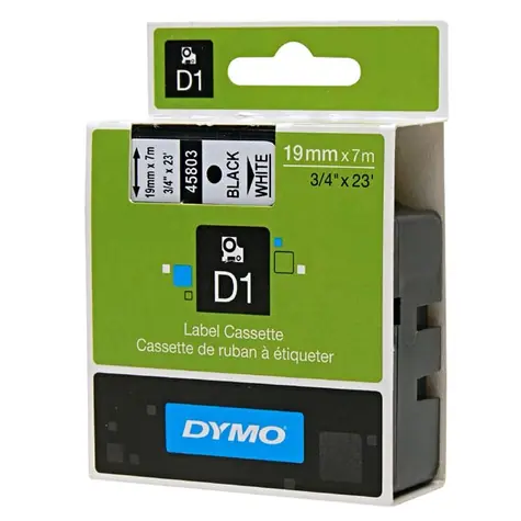 Dymo originální páska do tiskárny štítků 19mm x 7m (bílý podklad) / černý tisk / D1