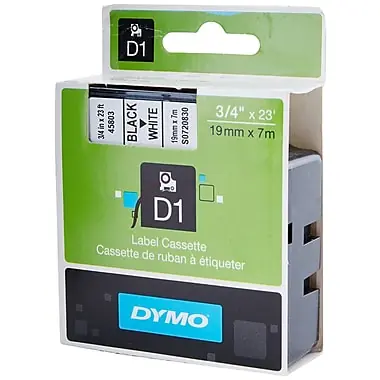Dymo originální páska do tiskárny štítků 19mm x 7m (bílý podklad) - 45803-D / černý tisk / D1