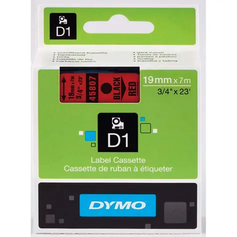 Dymo originální páska do tiskárny štítků 19mm x 7m (červený podklad) / černý tisk / D1