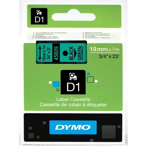 Dymo originální páska do tiskárny štítků 19mm x 7m (zelený podklad) / černý tisk / D1