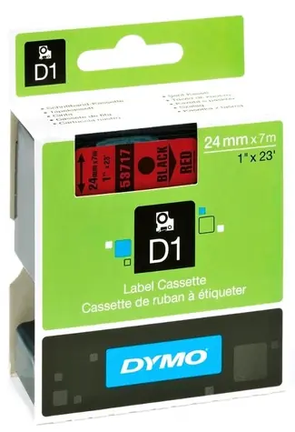 Dymo originální páska do tiskárny štítků 24mm x 7m (červený podklad) / černý tisk / D1