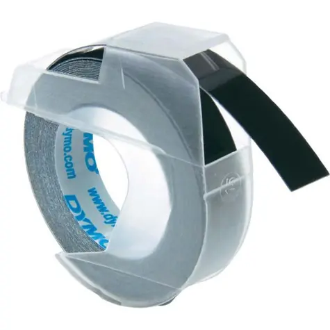 Dymo originální páska do tiskárny štítků 9mm x 3m (černý podklad) / bílý tisk / 3D / 1ks