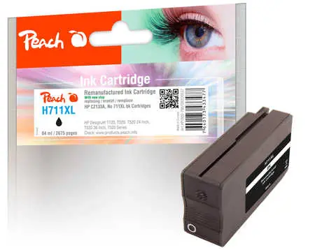 Peach remanufactured alternativní cartridge HP 711XL (CZ133A) černá / 84 ml / new chip