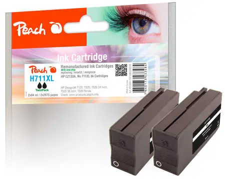 Peach remanufactured alternativní cartridge HP 711XL (CZ133A) TwinPack černá / 2x84 ml / new chip