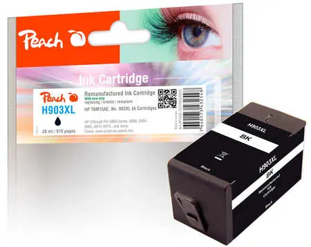 Peach remanufactured alternativní cartridge HP 903XL (T6M15AE) černá / 28 ml / new chip