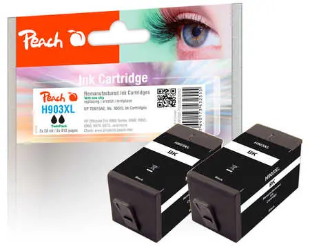 Peach remanufactured alternativní cartridge HP 903XL (T6M15AE) TwinPack černá / 2x28 ml / new chip