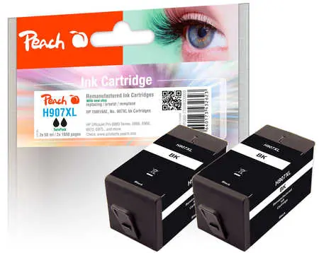 Peach remanufactured alternativní cartridge HP 907XL (T6M19AE) TwinPack černá / 2x50 ml / new chip
