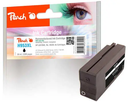 Peach remanufactured alternativní cartridge HP 953XL (L0S70AE) černá / 59 ml / new chip