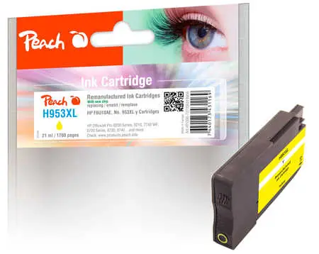 Peach remanufactured alternativní cartridge HP 953XL (F6U18AE) žlutá / 21 ml / new chip