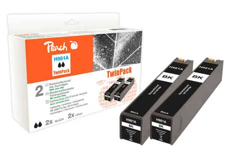 Peach remanufactured alternativní cartridge HP 981A (J3M71A) TwinPack černá / new chip