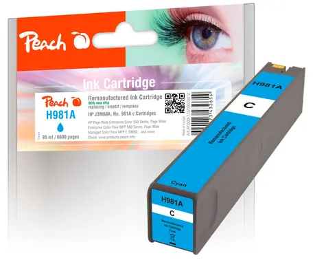 Peach remanufactured alternativní cartridge HP 981A (J3M68A) modrá / new chip