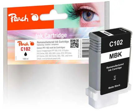 Peach remanufactured alternativní cartridge Canon PFI-102 (29952626) matná černá / 130 ml / new chip