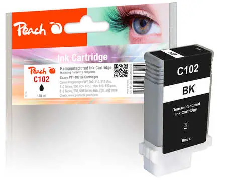 Peach remanufactured alternativní cartridge Canon PFI-102 (29952627) černá / 130 ml / new chip