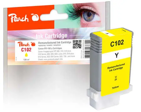 Peach remanufactured alternativní cartridge Canon PFI-102 (29952630) žlutá / 130 ml / new chip