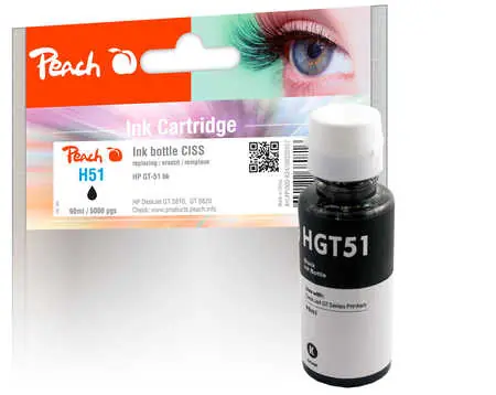 Peach kompatibilní lahvička s inkoustem HP GT52 černá / pro HP DeskJet GT 5820 5810 a 5800 / 90ml