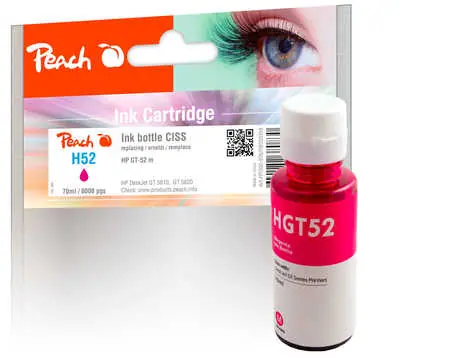 Peach kompatibilní lahvička s inkoustem HP GT52 fialová / pro HP DeskJet GT 5820 5810 a 5800 / 70ml