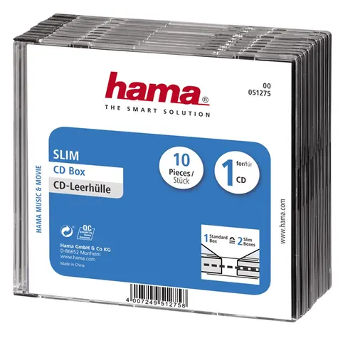 Hama CD BOX SLIM náhradní obal 10ks transparentní-černá