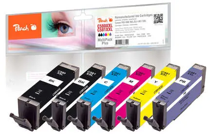 Peach CLI-581XXL kompatibilní cartridge Multi 6 Pack / pro PIXMA TR7550 TR8550 / 1x 23ml & 5x 12ml