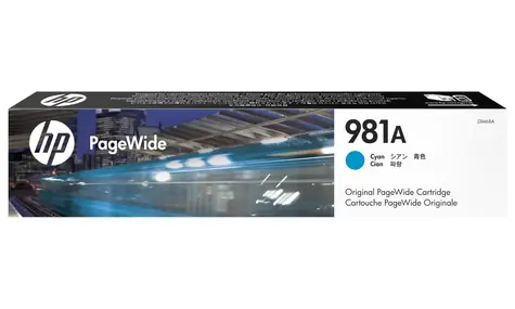 HP originální inkoustová náplň 981A modrá / pro HP PageWide Enterprise Color 556dn & 556xh / 70ml
