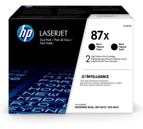HP 87X originální toner dvojbalení černá / pro HP LaserJet Enterprise M501 & M506 & M527 / 18.000 stran