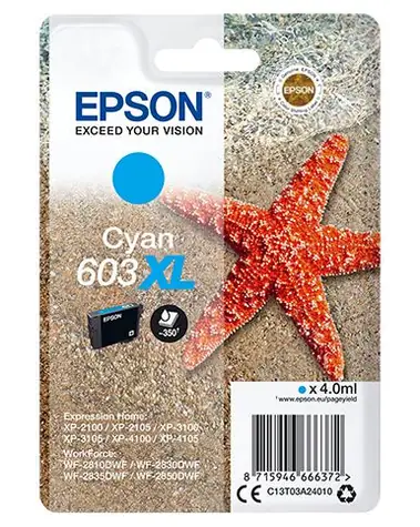 EPSON Singlepack 603XL Cyan originální cartridge / 4 ml / pro WF-2850DWF | XP-3100 | XP-2100