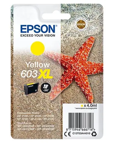EPSON Singlepack 603XL Yellow originální cartridge / 4 ml / pro WF-2850DWF | XP-3100 | XP-2100
