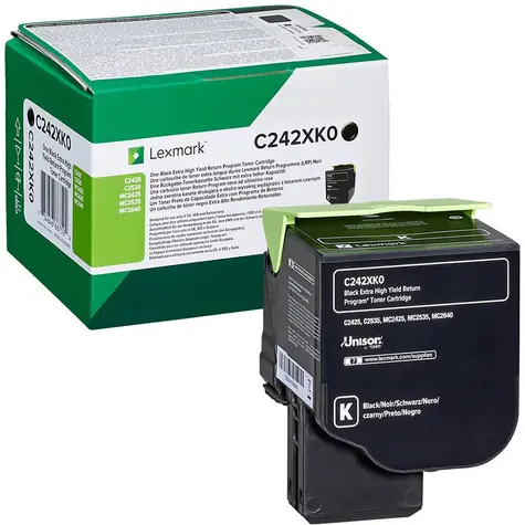 Lexmark C242XK0 Extra HC originální vratný toner černá / pro MC2640adwe & C2535dw & MC2535adwe / 6.000stran