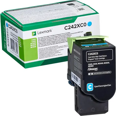 Lexmark C242XC0 Extra HC originální vratný toner modrá / pro MC2640adwe & C2535dw & MC2535adwe / 3.500stran