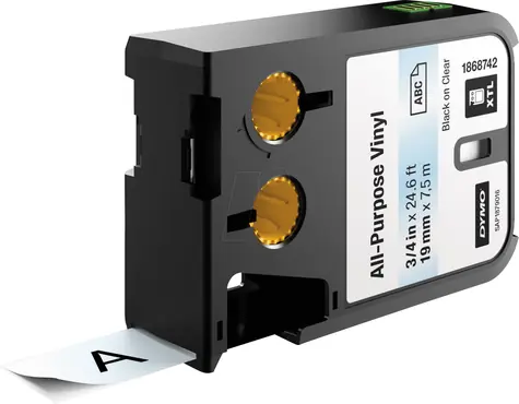 Dymo originální páska do tiskárny štítků 19mm x 7m (bílý podklad) - XTL / černý tisk / XTL / vinylová univerzální