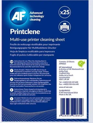 AF Print-Clene - Spec. papír na čištění laser & tiskáren a faxů / 25 ks