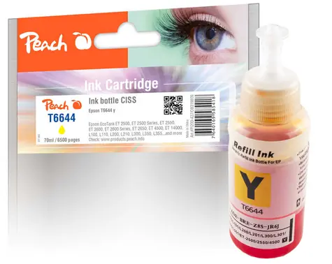 Peach T6644 alternativní inkoust žlutá / pro Epson L1455 & L605 & L655 & EcoTank ET-4550 & L1455 / 70 ml 
