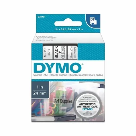 Dymo D1 originální páska do tiskárny štítků 24mm x 7m / černý tisk na průhledném podkladu