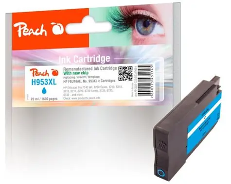 Peach alternativní cartridge HP 953XL (F6U16AE) modrá / 20 ml