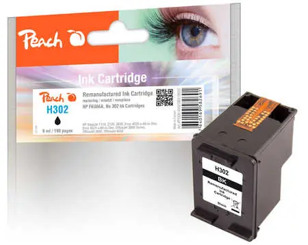 Peach F6U66A kompatibilní cartridge 302 černá / DeskJet 1110 2130 / 6 ml