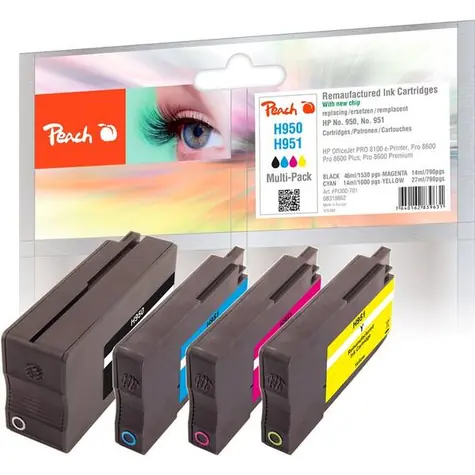 Peach 950 alternativní cartridge Multi-Pack-Plus / HP OFFICEJET 8100 8600 / 1x46 ml & 3x14ml