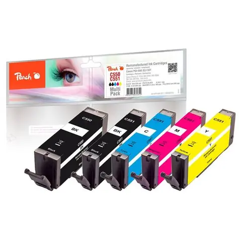 Peach CLI-550 PGBK kompatibilní cartridge MultiPack