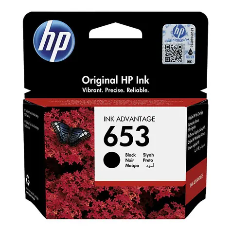 HP 653 originální cartridge černá / pro HP DeskJet Plus Ink Advantage 6075 & 6475 / 6 ml 